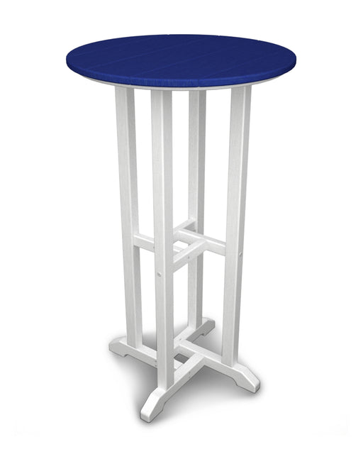 POLYWOOD Contempo 24" Round Bar Table in White / Pacific Blue image