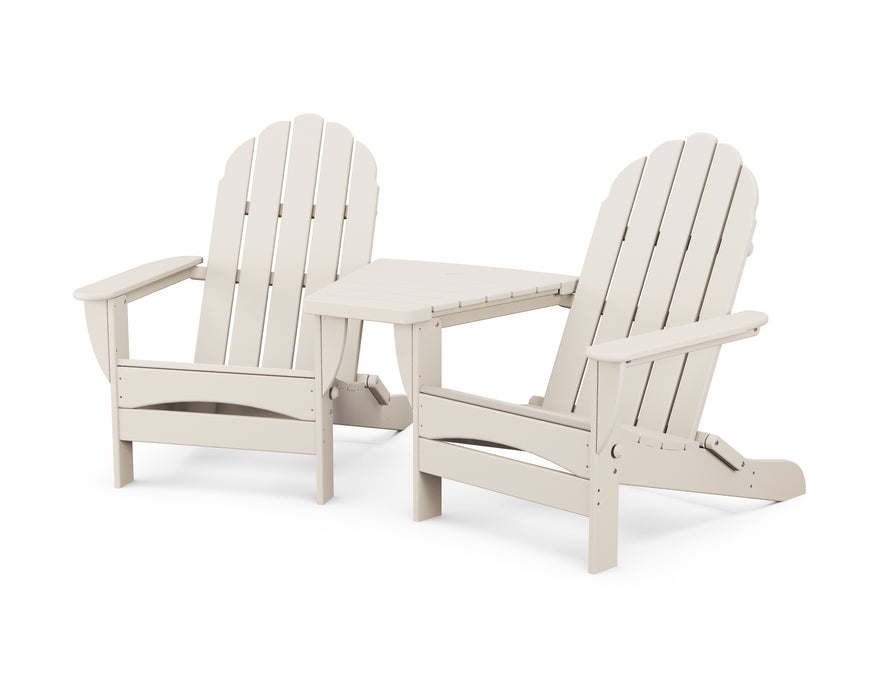 POLYWOOD Classic Oversized Adirondacks with Angled Connecting Table in Sand