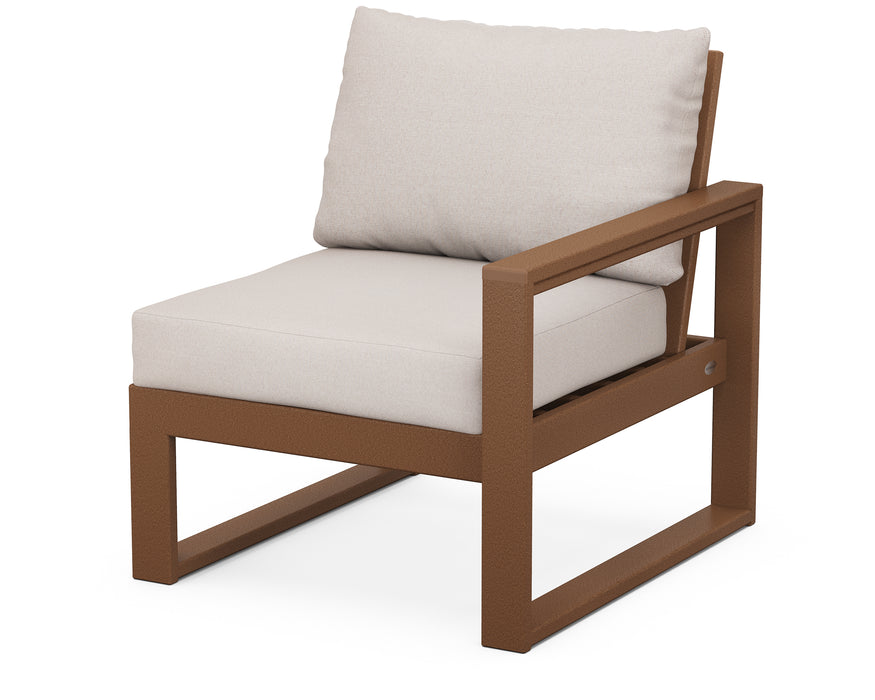 POLYWOOD EDGE Modular Right Arm Chair in Teak / Dune Burlap image