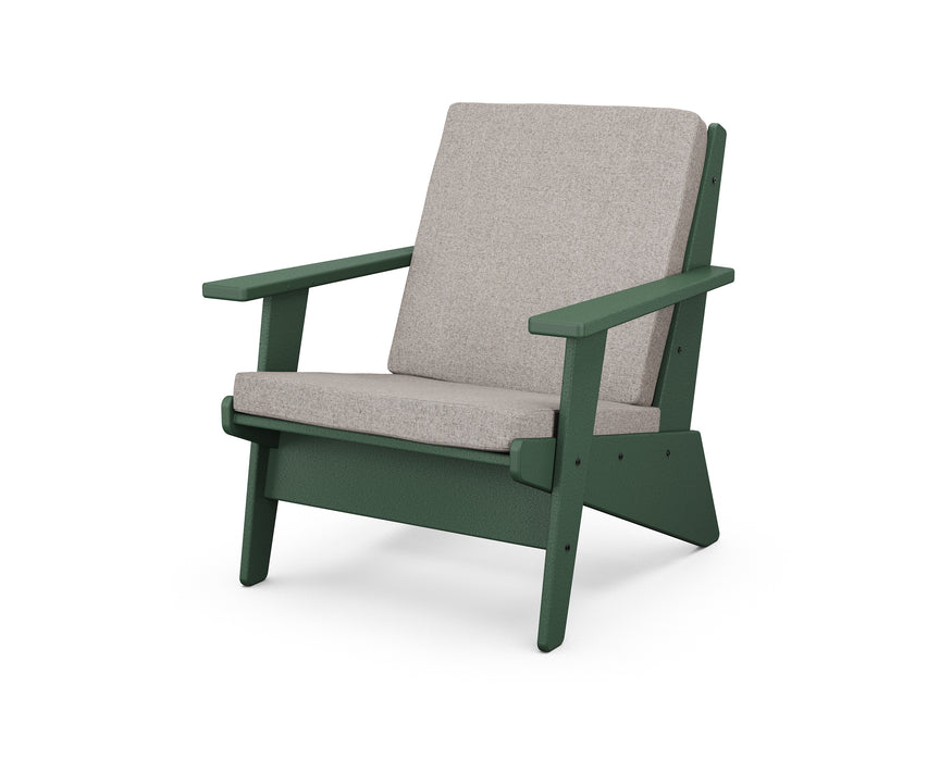 POLYWOOD Riviera Modern Lounge Chair in Green / Weathered Tweed image
