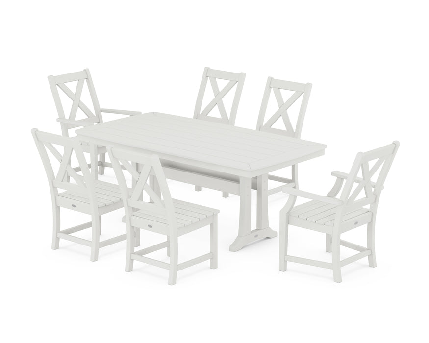 POLYWOOD Braxton 7-Piece Dining Set with Trestle Legs in Vintage White image