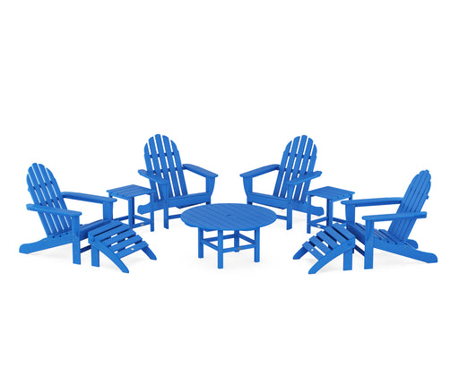 POLYWOOD Classic Adirondack Chair 9-Piece Conversation Set in Pacific Blue image