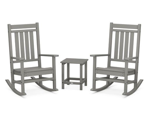 POLYWOOD Estate 3-Piece Rocking Chair Set with Long Island 18" Side Table in Slate Grey image