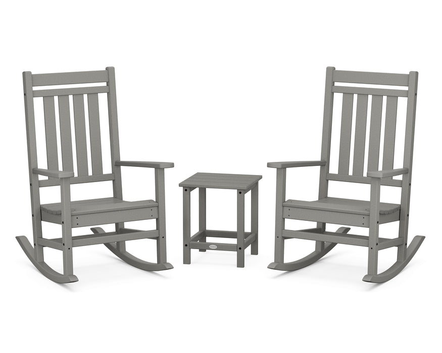 POLYWOOD Estate 3-Piece Rocking Chair Set with Long Island 18" Side Table in Slate Grey image