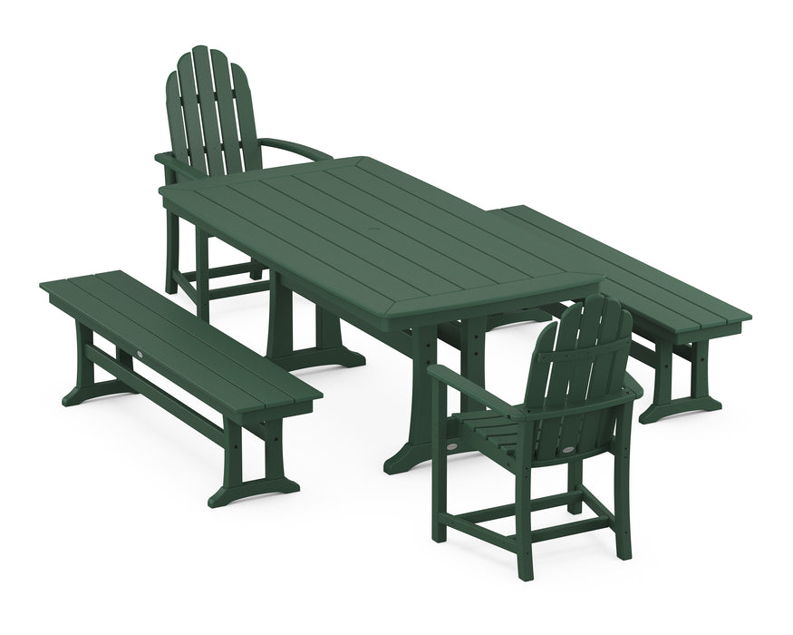 POLYWOOD Classic Adirondack 5-Piece Dining Set with Trestle Legs in Green