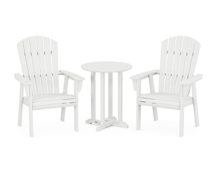 POLYWOOD Nautical Adirondack 3-Piece Round Dining Set in White