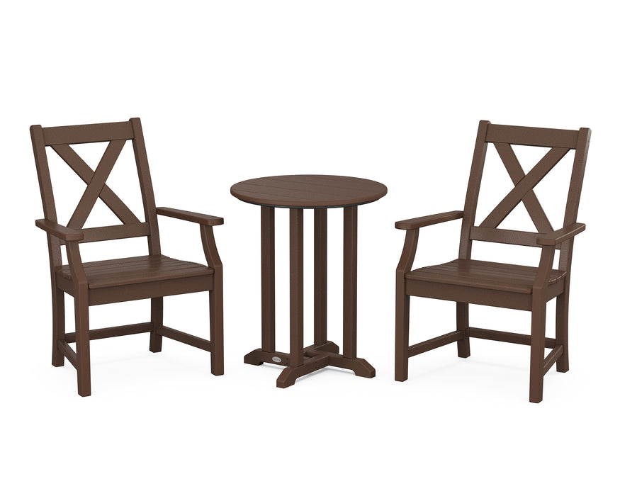 POLYWOOD Braxton 3-Piece Round Dining Set in Mahogany