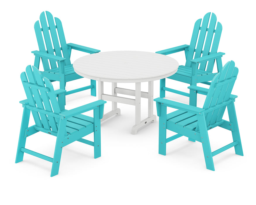 POLYWOOD Long Island 5-Piece Round Farmhouse Dining Set in Aruba