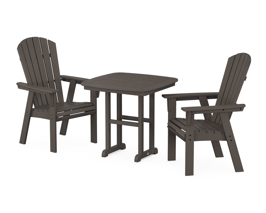 POLYWOOD Nautical Adirondack 3-Piece Dining Set in Vintage Coffee
