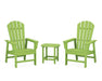 POLYWOOD South Beach Casual Chair 3-Piece Set with 18" South Beach Side Table in Lime image