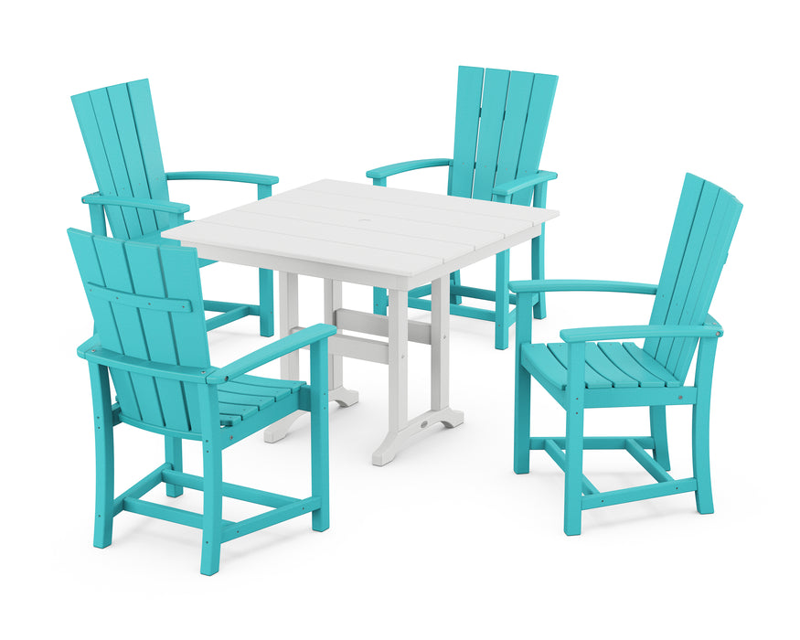 POLYWOOD Quattro 5-Piece Farmhouse Dining Set in Aruba