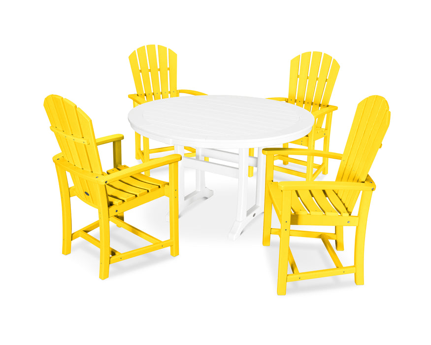 POLYWOOD 5 Piece Palm Coast Dining Set in Lemon / White