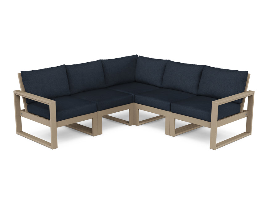 POLYWOOD EDGE 5-Piece Modular Deep Seating Set in Vintage Sahara / Marine Indigo image