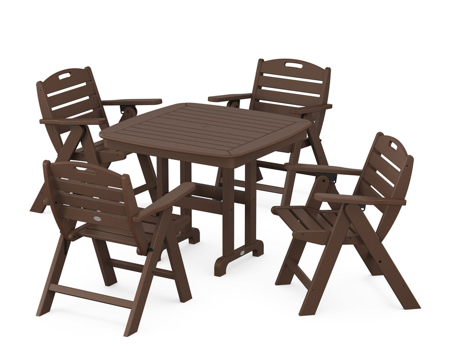 POLYWOOD Nautical Lowback Chair 5 Piece Dining Set in Mahogany