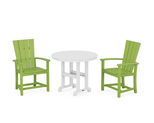 POLYWOOD Quattro 3-Piece Round Farmhouse Dining Set in Lime image