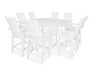 POLYWOOD Modern Curveback Adirondack 9-Piece Farmhouse Trestle Bar Set in Vintage White image