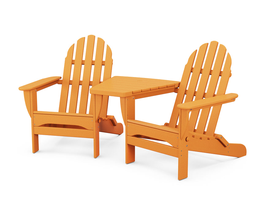 POLYWOOD Classic Folding Adirondacks with Angled Connecting Table in Tangerine