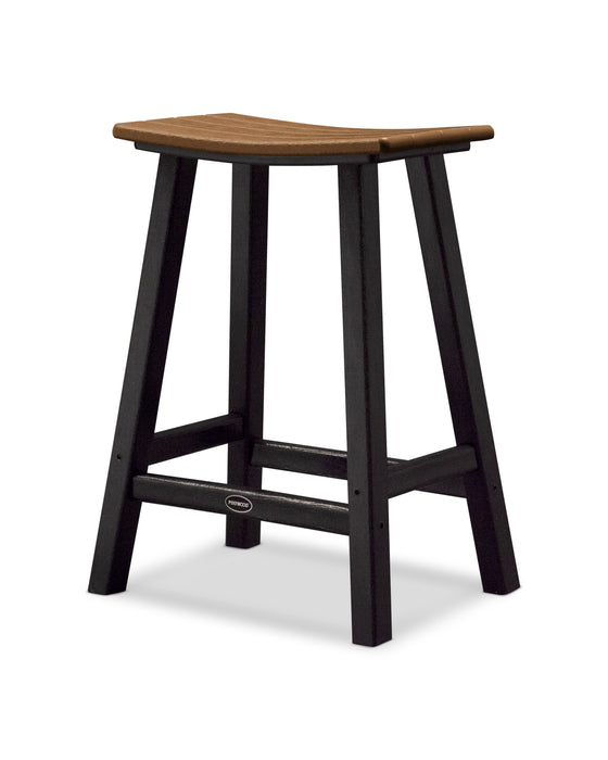 POLYWOOD Contempo 24" Saddle Counter Stool in Black / Teak image