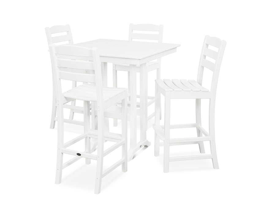 POLYWOOD La Casa Cafe 5-Piece Farmhouse Trestle Bar Set in White