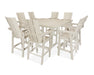 POLYWOOD Modern Curveback Adirondack 9-Piece Farmhouse Trestle Bar Set in Sand image