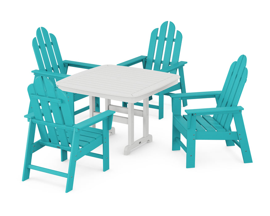 POLYWOOD Long Island 5-Piece Dining Set with Trestle Legs in Aruba / White