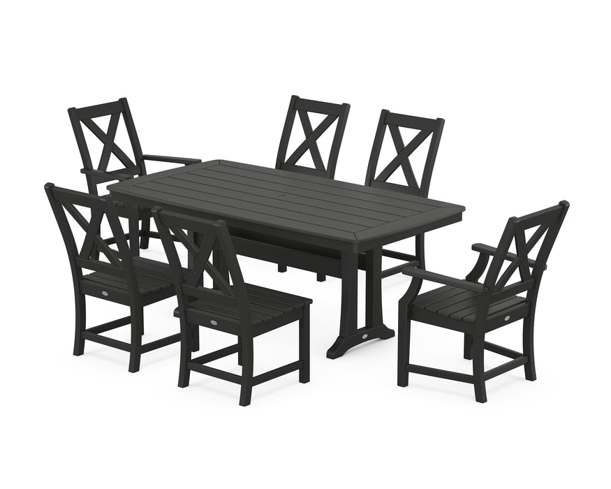 POLYWOOD Braxton 7-Piece Dining Set with Trestle Legs in Black image