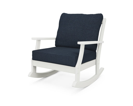 POLYWOOD Braxton Deep Seating Rocking Chair in Vintage White / Marine Indigo image