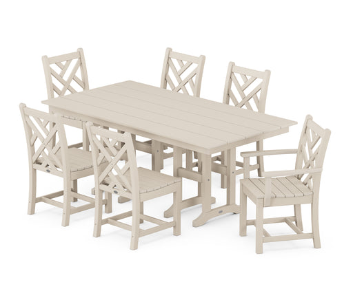 POLYWOOD Chippendale 7-Piece Farmhouse Dining Set in Sand image