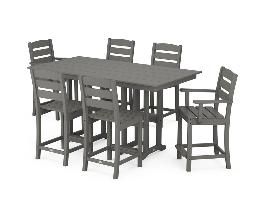 POLYWOOD Lakeside 7-Piece Counter Set in Slate Grey