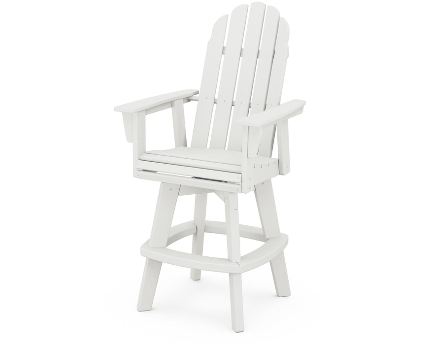 POLYWOOD Vineyard Curveback Adirondack Swivel Bar Chair in Vintage White