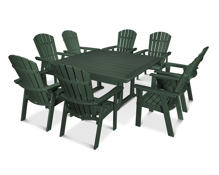 POLYWOOD Nautical Adirondack 9-Piece Trestle Dining Set in Green image