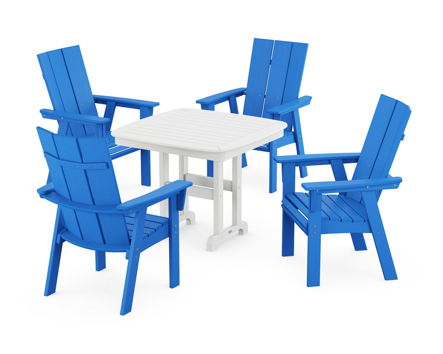 POLYWOOD Modern Curveback Adirondack 5-Piece Dining Set in Pacific Blue