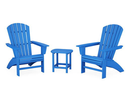 POLYWOOD Nautical 3-Piece Curveback Adirondack Set in Pacific Blue image