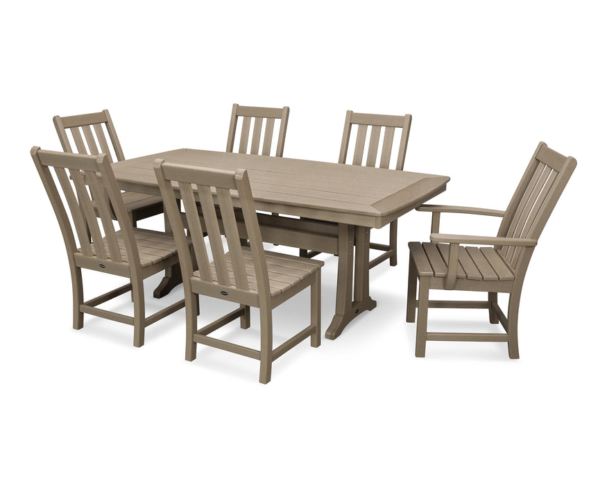 POLYWOOD Vineyard 7-Piece Dining Set with Trestle Legs in Vintage Sahara