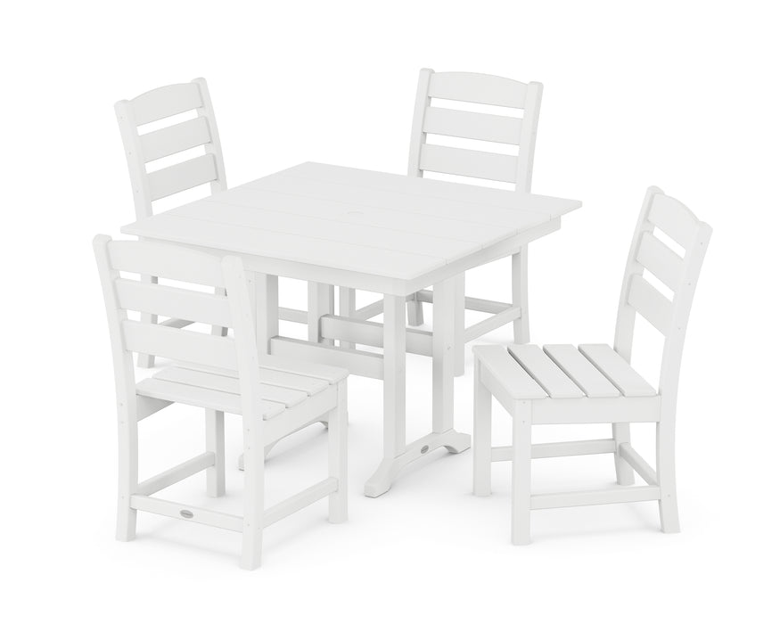 POLYWOOD Lakeside Side Chair 5-Piece Farmhouse Dining Set in White