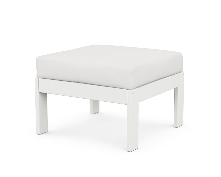 POLYWOOD Vineyard Modular Ottoman in Vintage White / Natural Linen