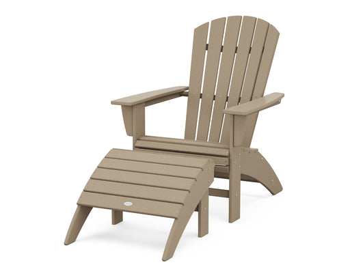 POLYWOOD Nautical Curveback Adirondack Chair 2-Piece Set with Ottoman in Vintage Sahara image