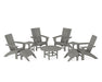 POLYWOOD Modern Curveback Adirondack Chair 9-Piece Conversation Set in Slate Grey image