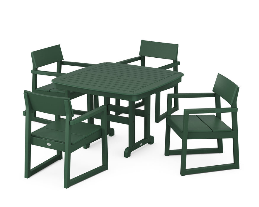 POLYWOOD EDGE 5-Piece Dining Set with Trestle Legs in Green