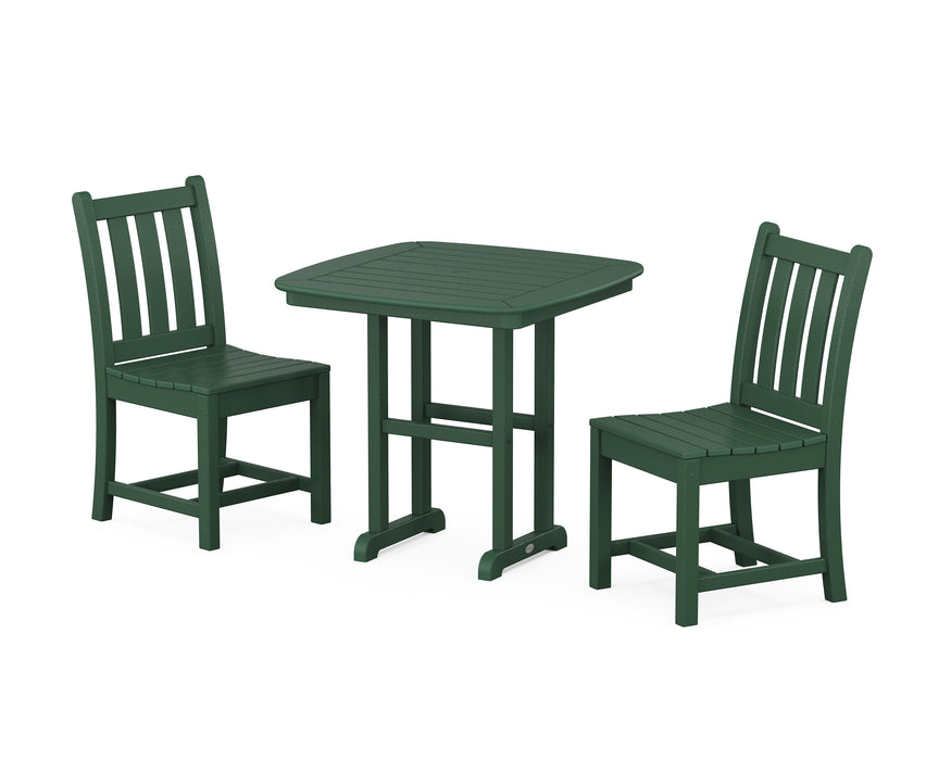 POLYWOOD Traditional Garden Side Chair 3-Piece Dining Set in Green image