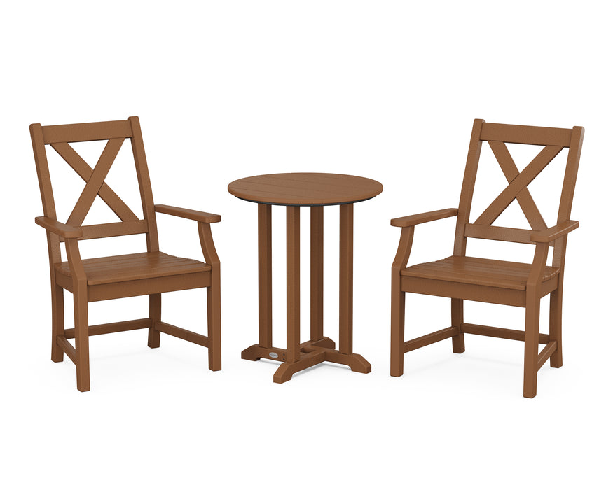 POLYWOOD Braxton 3-Piece Round Dining Set in Teak