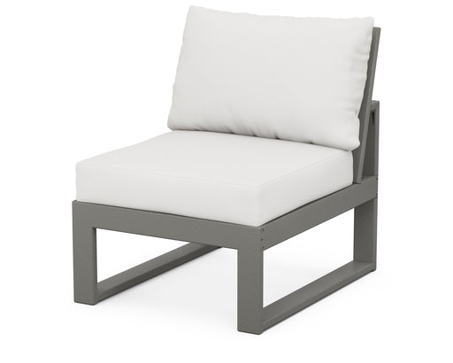 POLYWOOD Modular Armless Chair in Slate Grey / Natural Linen image