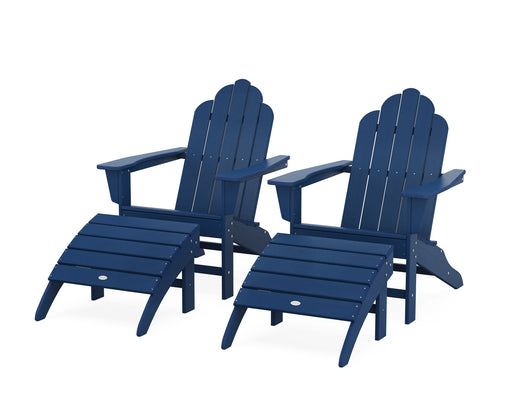 POLYWOOD Long Island Adirondack Chair 4-Piece Set with Ottomans in Navy image