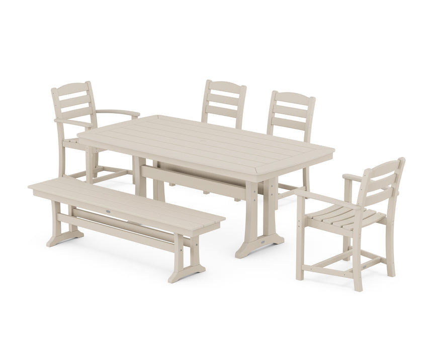 POLYWOOD La Casa Cafe 6-Piece Dining Set with Trestle Legs in Sand