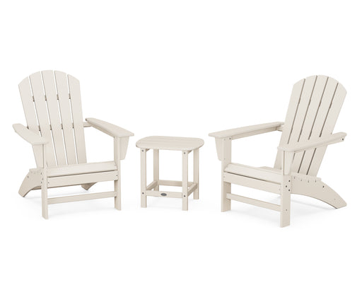 POLYWOOD Nautical 3-Piece Adirondack Set with South Beach 18" Side Table in Sand image