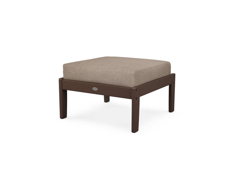 POLYWOOD Braxton Deep Seating Ottoman in Mahogany / Spiced Burlap