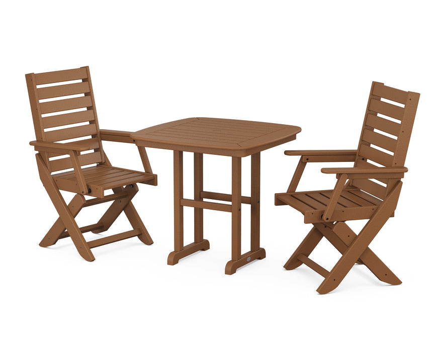 POLYWOOD Captain 3-Piece Dining Set in Teak