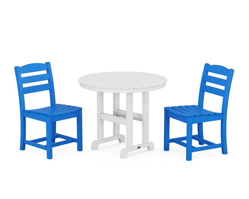 POLYWOOD La Casa Cafe Side Chair 3-Piece Round Dining Set in Pacific Blue