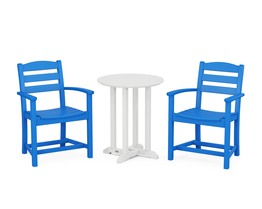 POLYWOOD La Casa Cafe 3-Piece Round Dining Set in Pacific Blue