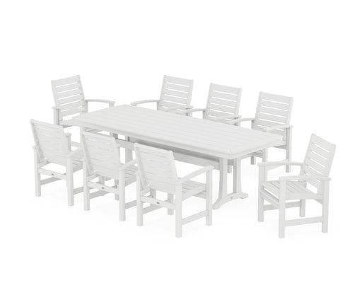 POLYWOOD Signature 9-Piece Dining Set with Trestle Legs in White image